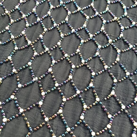 Heavily Beaded Sequined Silk Blouse Women's Small Black - Picture 9 of 16